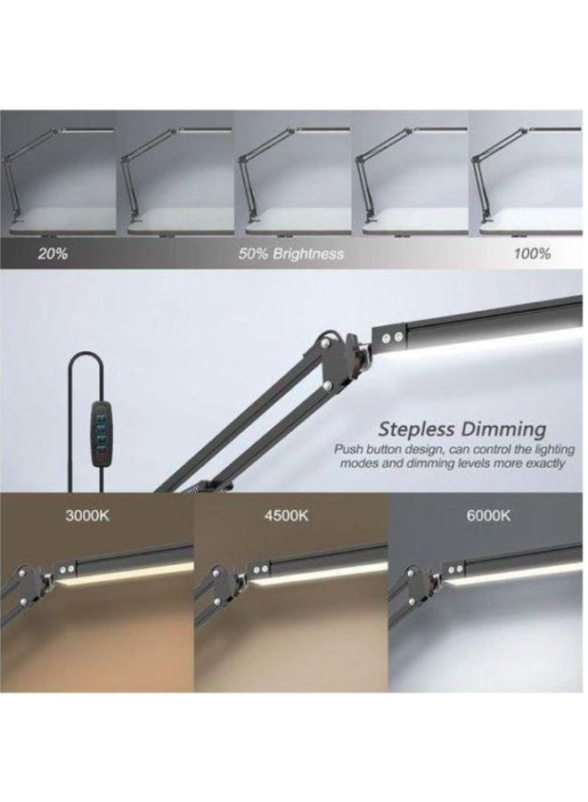 إيباسكت مصباح مكتب LED، مصباح طاولة LED، مصباح LED للعناية بالعين، قابل للتعديل 10 مستويات سطوع 3 أوضاع إضاءة، مزود بمشبك، مصباح قراءة للدراسة والعمل(اسود) - Image 2